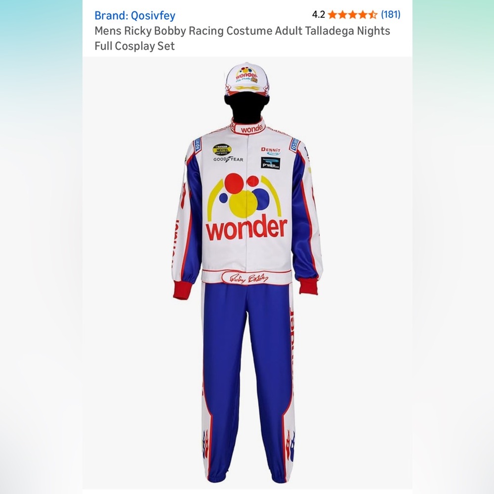 Ricky Bobby Costume, size Small